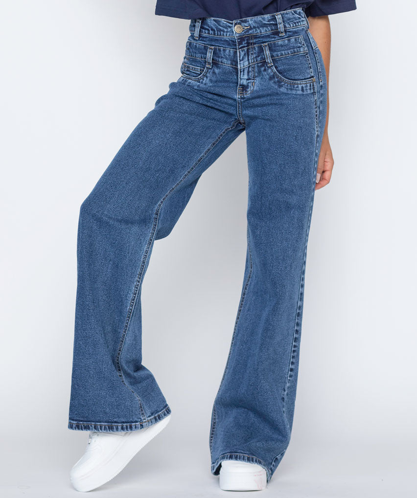 Jeans Marmol Best West Jeans tiro alto wide legs tela rígida - foto 1