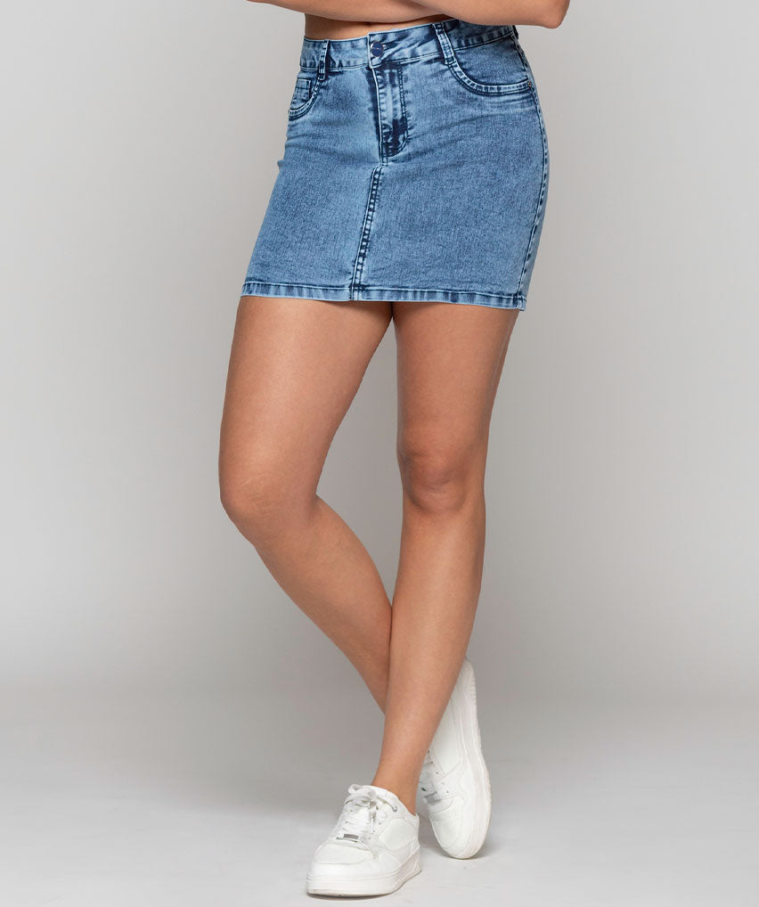 Mini Falda Masai Best West Jeans tiro alto ultraelasticada - foto 1