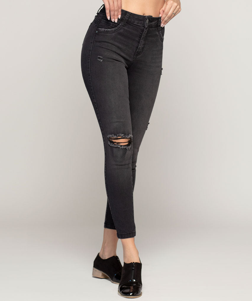 Jeans Senay Best West Jeans tiro alto tobillero ultraelasticada - foto 1