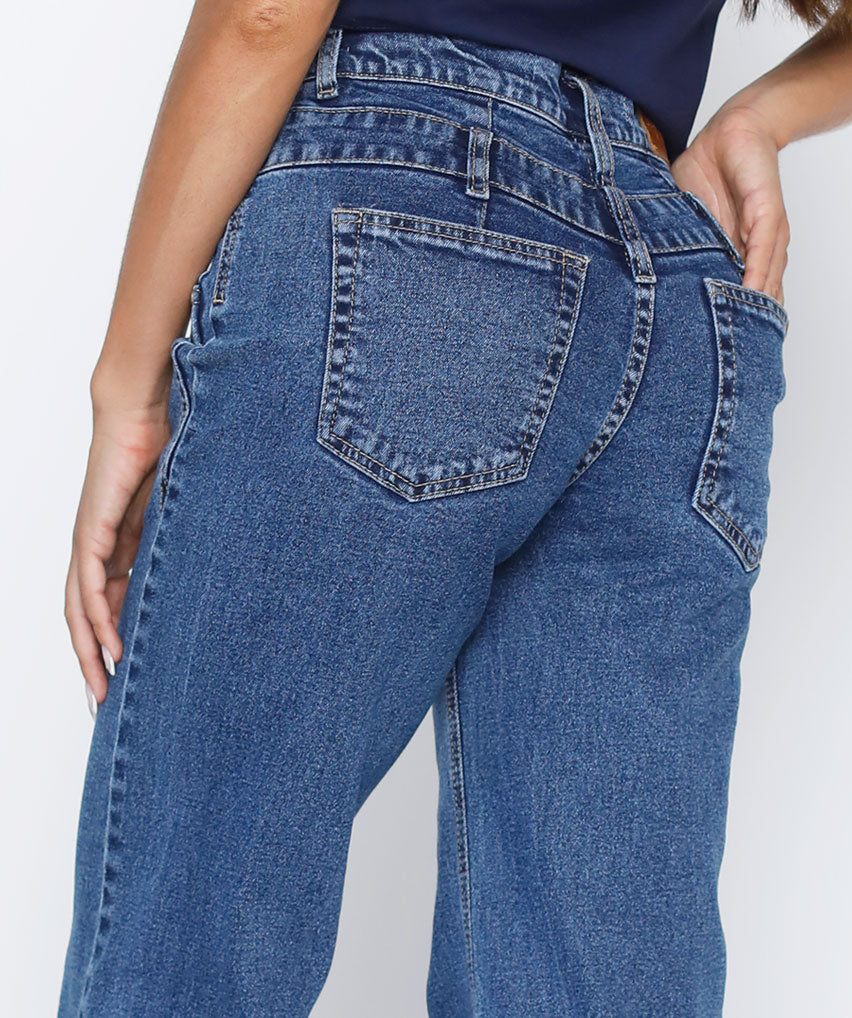 Jeans Marmol Best West Jeans tiro alto wide legs tela rígida - foto 2