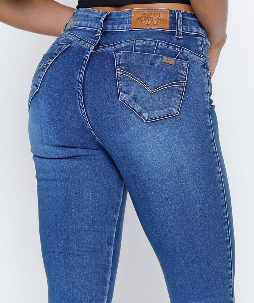 Jeans Omega Best West Jeans tiro alto tobillero ultra elasticada - foto 2