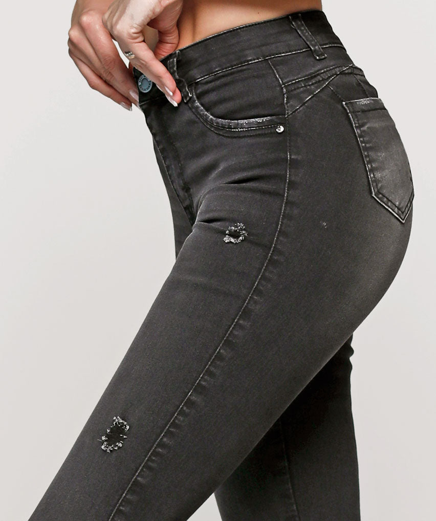 Jeans Senay Best West Jeans tiro alto tobillero ultraelasticada - foto 3