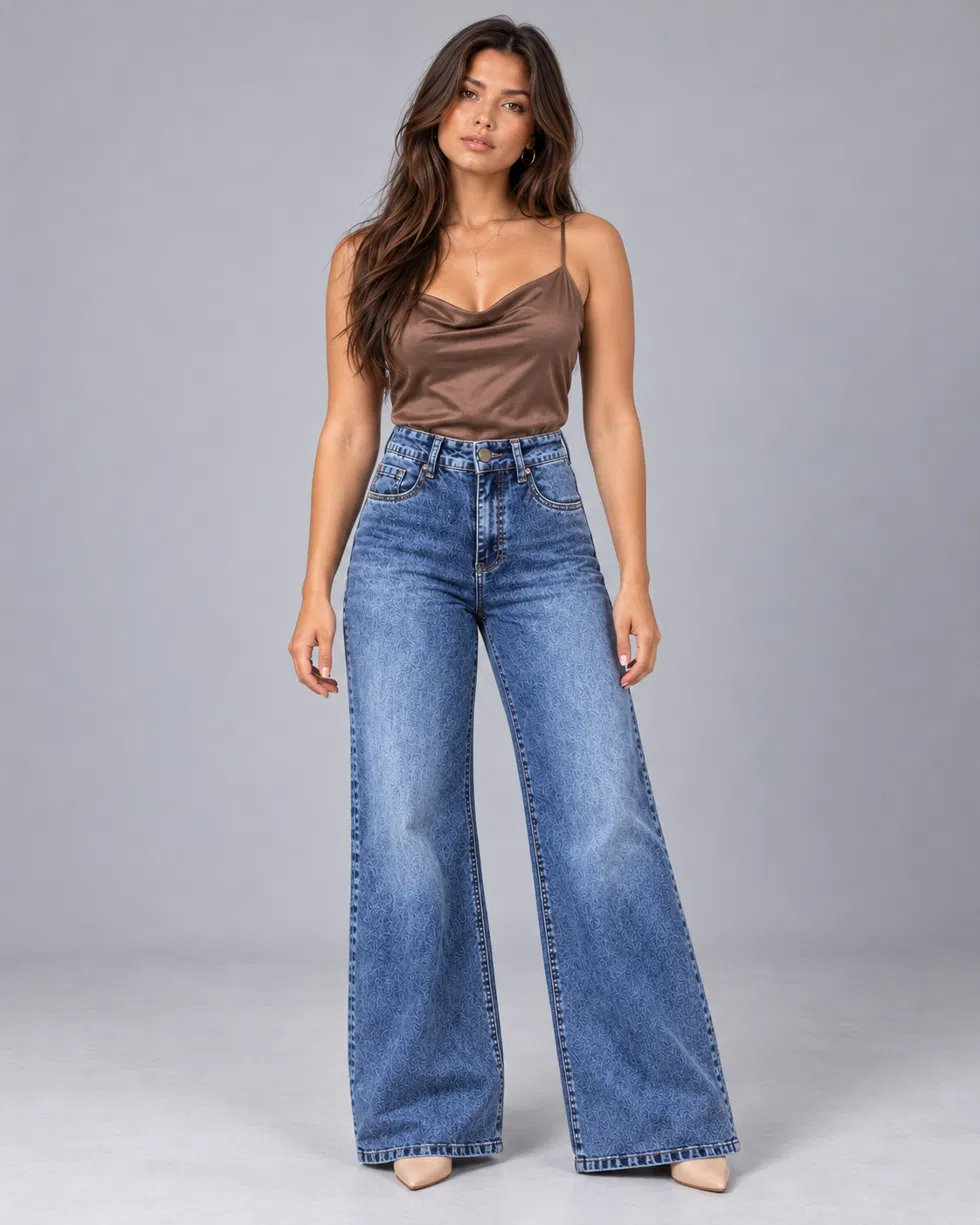 Jeans Celeste, vista frontal de cuerpo completo